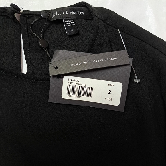 Judith and Charles Black Blouse with snake print  cuffs - Picture 6 of 10